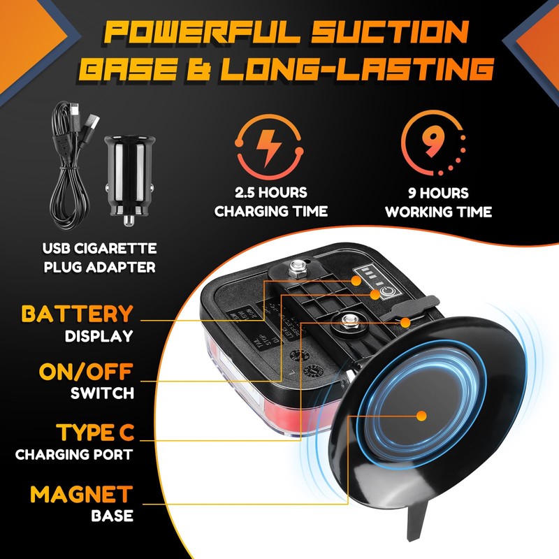 Wireless Trailer Lights Magnetic - Adjustable Magnetic Tow Light with
