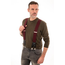 Olata 6 Clip Mens Braces / Extra Wide Y Braces - 5cm, Green