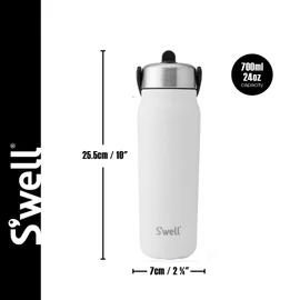 S'well Recycled Stainless Steel Explorer with Flip Straw Lid, 700ml, White Moonstone, Triple Layered Vacuum Insulated Containers Keeps Drinks Cold for 36 Hours and Hot for 8, BPA Free