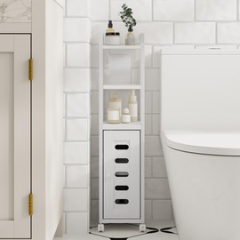 Hzuaneri Bathroom Storage Cabinet - Toilet Paper Storage Cabinet, Small Toilet Paper Holder with 4 Wheels, Bathroom Organizer with Adjustable Shelf, for Small Spaces, White BC04613W