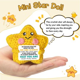 Cute Crochet Star Positive Emotional Comfort Support Thank You Gift, Going Away Farewell Appreciation Encouraging Gifts for Coworkers Women Men Friends