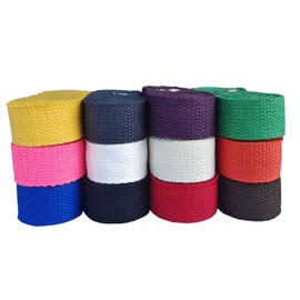 Cotton Webbing 1.5 Inch 24 Yards 12 Colors Mediumweight Polyester Cotton Strap Webbing for Cloth Tote Bags Leash Straps DIY Crafts Outdoor Accessories (1.5 Inch-24 Yards-813, Mixed Color 9)