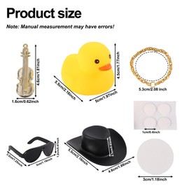 BOXOB Cool Duck Car Dashboard Decoration, Yellow Ducks with Sunglasses Cowboy Hat Necklace & Mini Guitar Cute Funny Duck Car Accessories Ornament for Dashboard Desk Office Decor