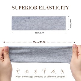 Wisecy Headbands for Women Non Slip - 9PCS Elastic Fabric Hair Band for Women's Hair, Soft Cotton Cloth Stretchy Sweat Headbands for Women for Yoga Workout Running