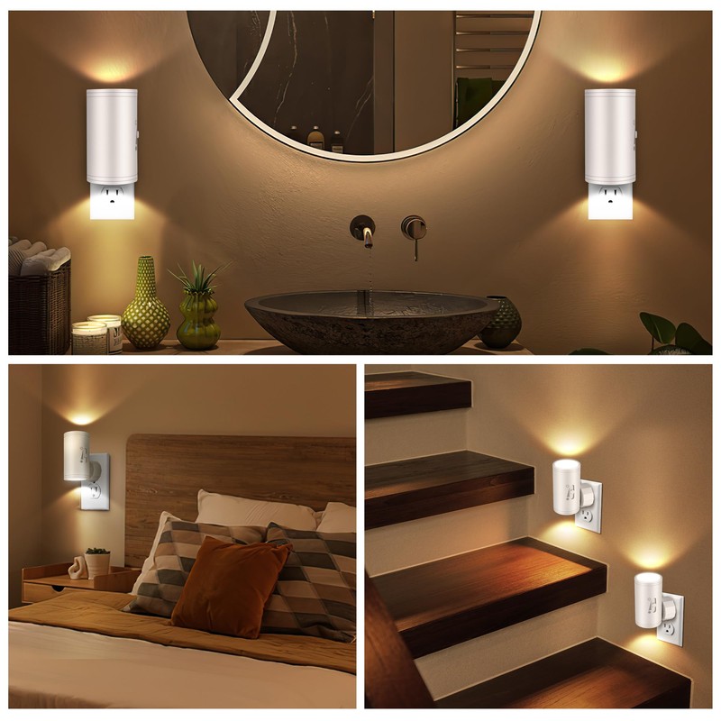 SETEN LED Plug-in Wall Night Light with Dimmable 0-300 Lumens,