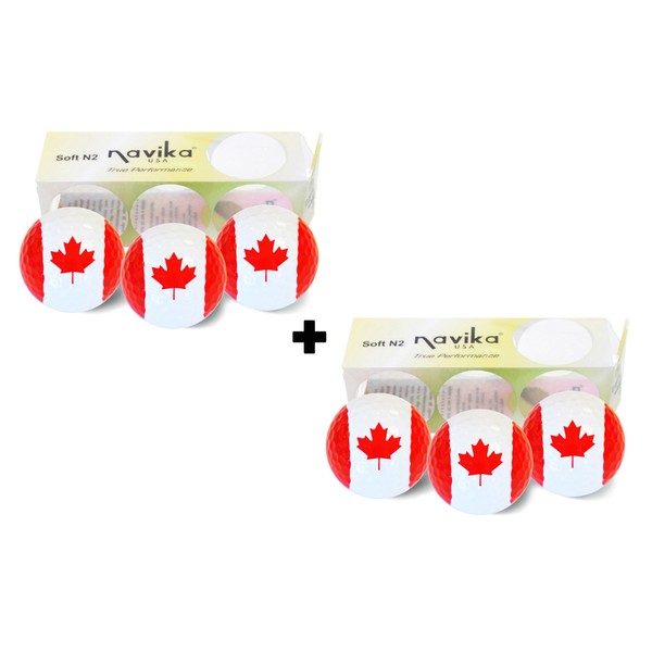 Navika Golf Balls - Canada Flag Imprint Combo (6-Pack)
