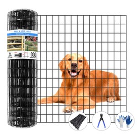 GILPWA Welded Wire Fence, 50ft(L) x 36inch(H) PVC Coated Wire Fencing for Dog, 2 Inch x 3 Inch 16GA Fencing for Chicken, Anti-Rust Roll Metal Wire Mesh Fence for Yard Vegetable, Black
