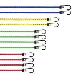 Pretex Heavy Duty Bungee Cords with Hooks - Set of 12 - Multi-coloured Bungees for Camping and Outdoor Activities - Luggage Straps with 4 Different Lengths