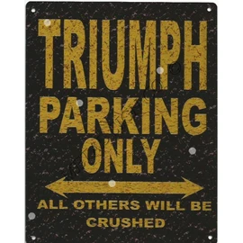 TRACY'S SIGNS 8X10in TRIUMPH PARKING SIGN RUSTIC STYLE 8x10in 20x25cm CAR SHED TIN GARAGE WORKSHOP WALL ART
