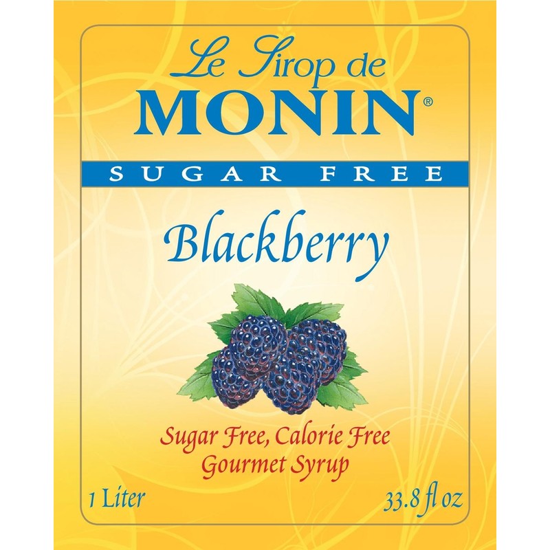 Monin Sugar-Free Blackberry Syrup Plastic Bottle, 1 Liter (33.8 fl