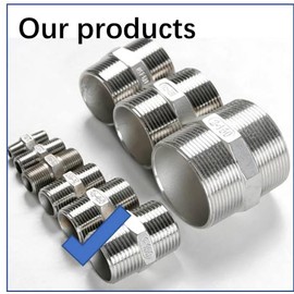 RQG Male Hex Nipple, 304 Stainless Steel Hex Nipple, 3/4” Male x 3/4” Male Pipe Fittings, 3/4” inch NPT Male Threaded Pipe， Adapter Fittings for Water/Oil/Gas(Pack of 3)