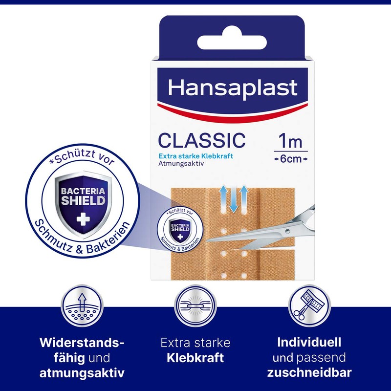 Hansaplast Classic 1 m x 6 cm, 29 g