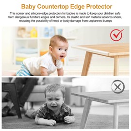 Baby Countertop Edge Protector, Clear Table Corner Guards for Baby Proofing, Pre-Taped Adhesive Soft Bumper for Kids Safety, Silicone Edge Protector fit Wall Furniture Edge Bumper - Food Grade (2Pack)