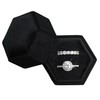 Caja de anillos de terciopelo hexagonal de 2 ranuras para