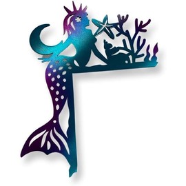 2024 Sea Turtle Door Frame Decoration, Metal Double Sided Silhouette Marine Animal Door Sitter Wall Art Corner Sign, Ocean Themed Vacation Bedroom Livingroom Window Mirror Door Frame Decor (Mermaid)