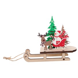 CIYODO Wooden Christmas Sled Ornament Holiday Decor for Tree and Tabletop Charming DIY Santa Snowman Reindeer Sleigh Decoration for Family Fun and Festive Home Display