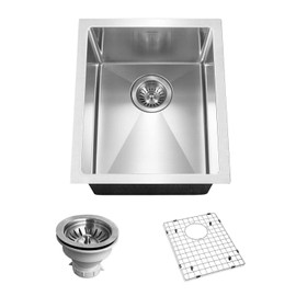Houzer Savior Stainless Steel Kitchen Bar Sink: 12 Inch Undermount Single Bowl Sink for Bar & Kitchen with Strainer & Grid, Durable & Versatile, Essential for Home & Apartment: CNB-1200