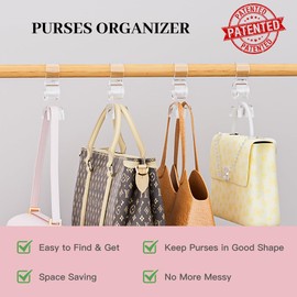 Purse Hanger for Closet 6Pcs，Famitree New Luxury Acrylic Purse Bag Hanger Closet, Handbag Organizer Hooks for Hanging Bags & Purses, Protecting Bag Shape & Organizing Space (Clear)