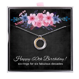 ALoveSoul 60th Birthday Gifts for Women - 925 Sterling Silver 6 Interlocking Knot Circles Necklace Birthday Necklaces for Women Gifts Ideas