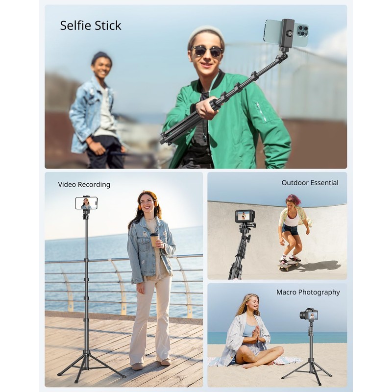 SENSYNE 62" Phone Tripod & Selfie Stick, Extendable Cell Phone