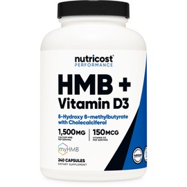 Nutricost HMB (1500mg) and Vitamin D3 (6000 IU) Supplement - 240 Capsules, 80 Servings - Gluten Free and Non-GMO