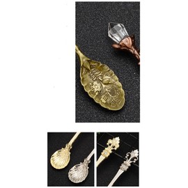 Crystal Head Spoon Dining Bar Mini Coffee Spoon Flatware Dessert Tea Spoon Vintage Royal Style Alloy CarvedKitchen Accessories (Gun Black)