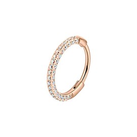 Titanium Triple Sided Micro Gem Hinged Nose Hoop Beauty Mark Jewelry - Color: Aurora Borealis/Rose Gold, Inner Diameter: 6mm