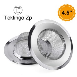 2 Pack - 4.5" Top / 1" Basket- Sink Strainer Bathroom Sink, Utility, Slop, Laundry, RV and Lavatory Sink Drain Strainer Hair Catcher. 1/16" Holes. Stainless Steel