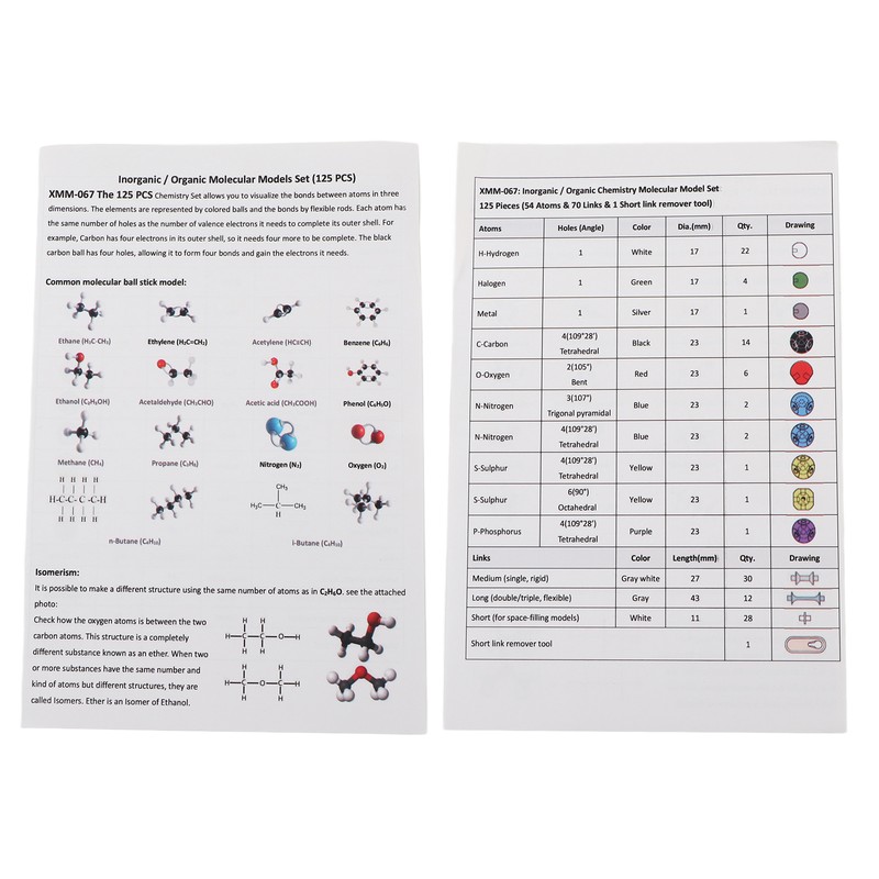 54Pcs XMM-067 Molecular Model Kit Set 54 Atom Structure Ball