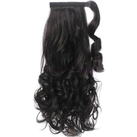 Forever Young UK 22" Clip In Ponytail Hair Extension Piece Wrap On Hair Wavy Style Darkest Brown 2#
