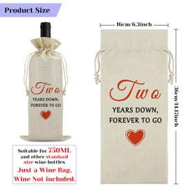 2nd Wedding Anniversary Wine Bags 2 Year Wedding Gift for Girlfriend 2nd Marriage Gift 2nd Wedding Anniversary Keepsake Gift for Him Her Party Decor Burlap Wine Wrapping Bag