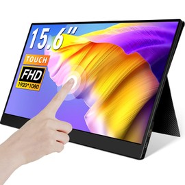 ELECROW 15.6 Inch Portable Touchscreen Monitor - FHD IPS 10-Point Touch USB C Travel Monitor with Speakers & Protective Cover