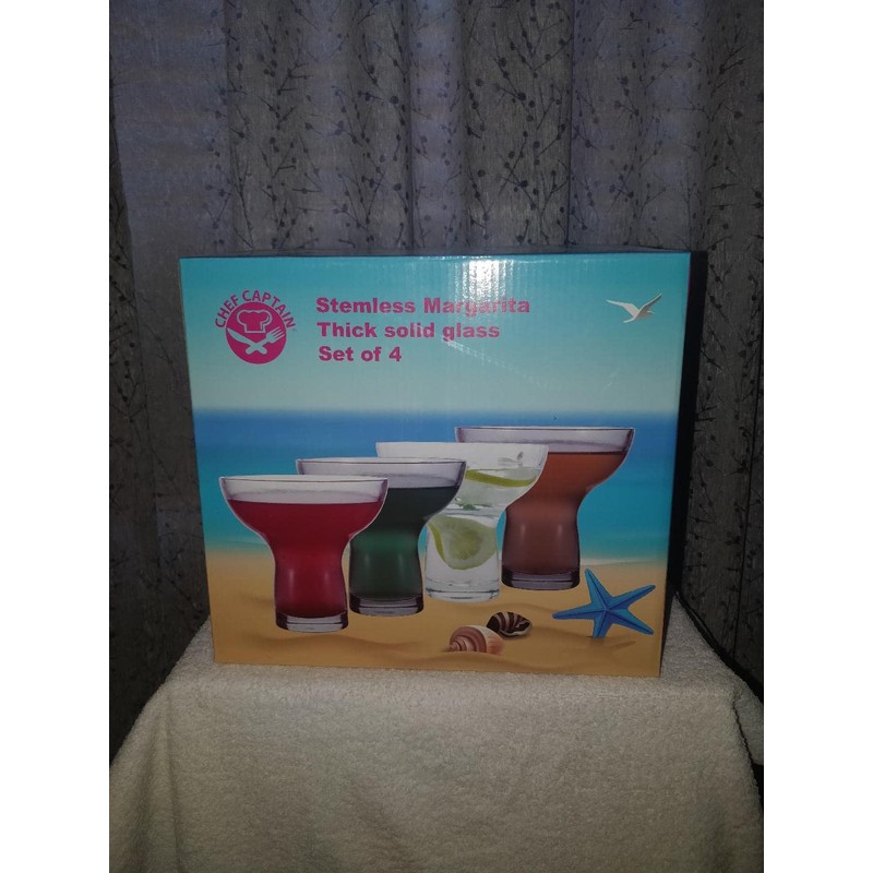 Chefcaptain Stemless Margarita Glasses/Tumblers, Set Of 4, 16 Oz, Color