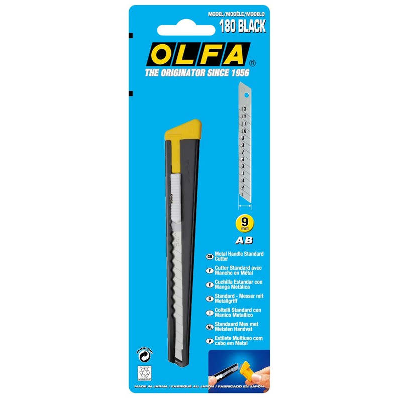 Olfa 180 Black Standard Duty Metal Handle Knife/cutter