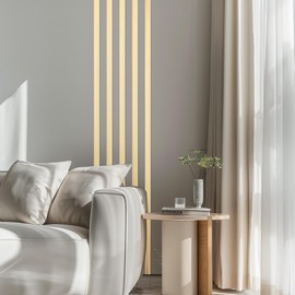 Lunghaa Peel and Stick Metal Finish Molding Trim, Stainless Steel Strip for Wall, Mirror Frame, Fireplace and Craft Decoration (Glossy Gold, 19.7 ft x 2 in)