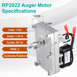 Hiorucet RP2022 Auger Feed Motor for Magnum Baby Countryside AC, Magnum T40 Insert AC, Magnum T40 Queen Ann Leg Unit AC, Winchester AC, Winchester Insert AC, 2RPM CW, Replace Number RP2022 / PH-CW2