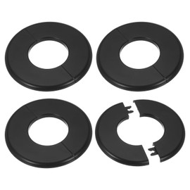 PATIKIL Wall Split Flange 2"/51mm, 4Pcs ABS Round Self-Adhesive Escutcheon Plate Cover Buckle for Water Pipe Faucet Decoration, Black