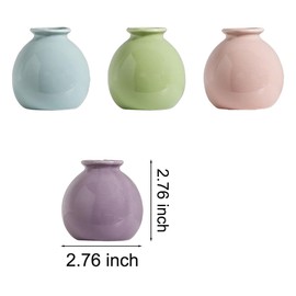 4 Pcs Colorful Ceramic Flower Vases, Minimalist Planters, Ceramic Bud Vases, Table Centerpiece Decorations for Classroom, Office, Living Room, Garden