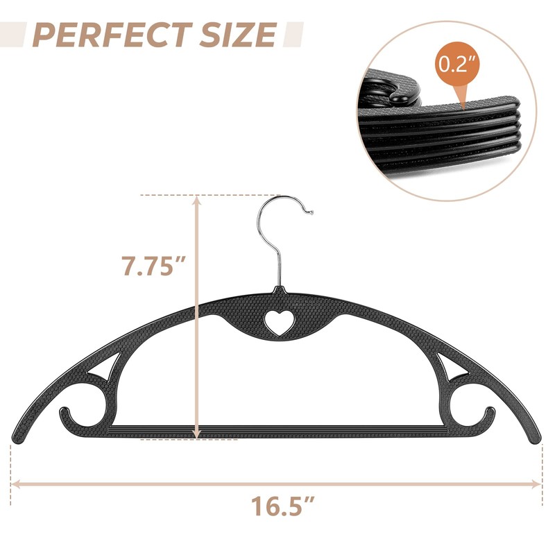 Plastic Hangers - Black Clothes Hanger No Shoulder Bumps &