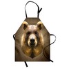 Ambesonne Bear Apron, Polygon Style Fractal Grizzly Portrait Triangular Geometric