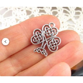 Fashion Jewelry CELTIC KNOT SHAMROCK LUCK Pendant on 18" 925 Plated Sterling Silver Necklace