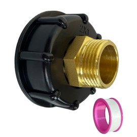 Bekindpro IBC Adapter S60 x 6 to 1 Inch AG, IBC Tank Adapter Cap S60 x 6 Coarse Thread to 1 Inch Female Thread with Brass Reducer 1 Inch Male x 1 Inch AG, IBC Tank Accessories Connection Thread