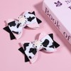 2pcs Glitter Pink Cow Print Hair Bow Clips for Toddler