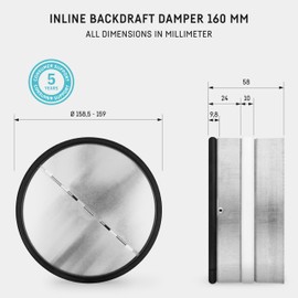 neverest RKI Backdraft Shutter 6 inch Inline Extractor Fan Backdraft Shutter for 150 mm…