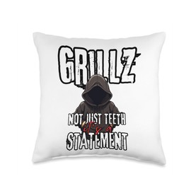 For man with grillz teeth woman with Grills teeth Throw Pillow