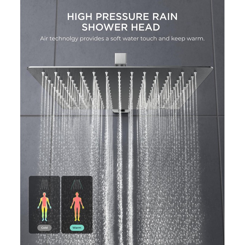 FORIOUS Rain Shower Head System, 10 Inch Shower Faucet Set