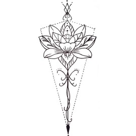 QC-2 Lotus Flowers Tattoos Flamingo Fake Tattoos 5 Sheets Set