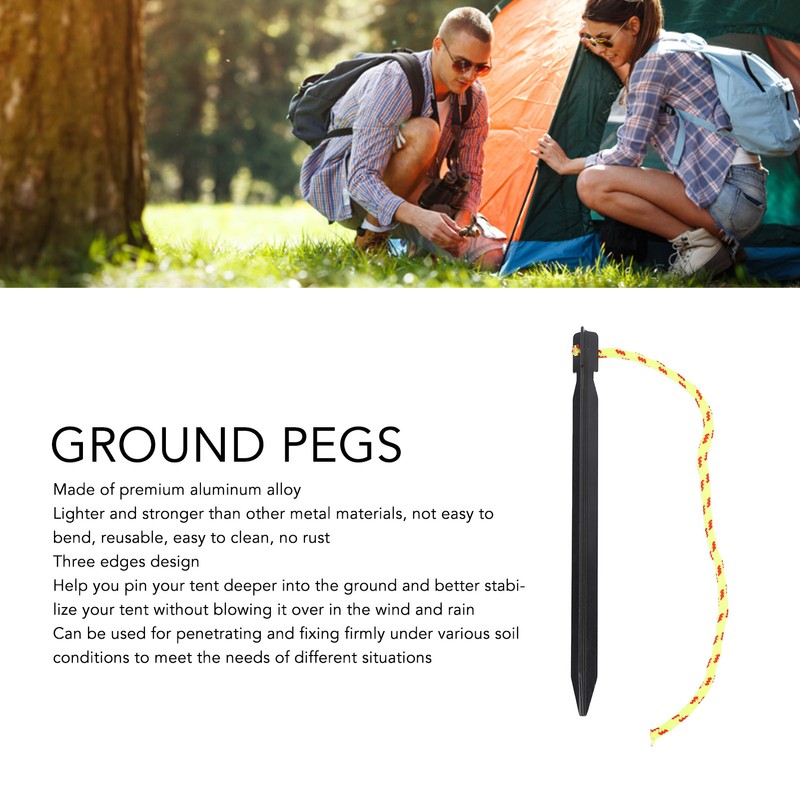 12PCS Tent Stakes Aluminum Alloy Three Edges Lightweight Tent Nail