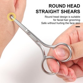 FEITA Small Nose Hair Scissors Round Tip Design, Men's Grooming Scissors Professional Facial Safety Scissors Beauty for Woman Makeup, Eyebrow, Lashes, Mustache
