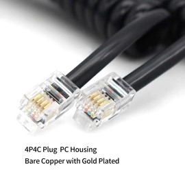 Telephone Handset Cord, Landline Handset Cord Cable 6.6Ft Uncoiled Telephone Accessory (5 Packs)